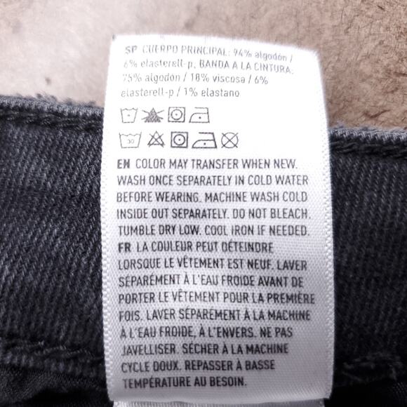 American Eagle Mom Jeans Women's 6 Black Distressed Destroyed Comfort Denim - Picture 12 of 12